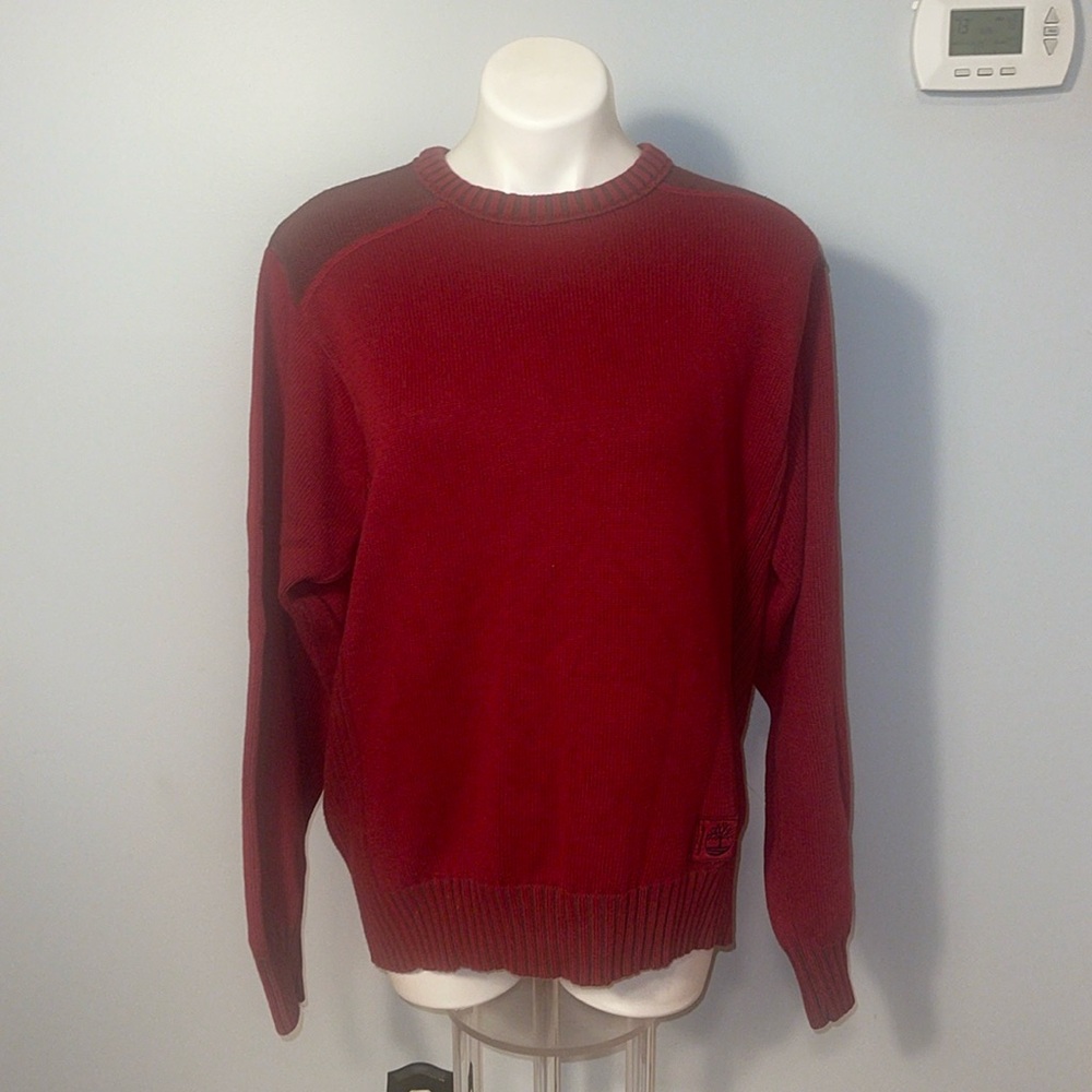 Timberland mens large maroon long sleeve 100% cotton sweater